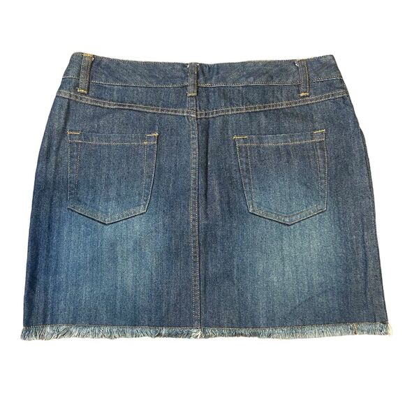 Route 66 Denim Skirt 5 Pocket Zip Fly Size 10 Distressed Raw Frey Hem Retro Y2K - Picture 2 of 11